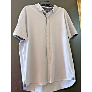 Michael Kors Men's Polo Shirt XXL pearl buttons baby blue with denim accents